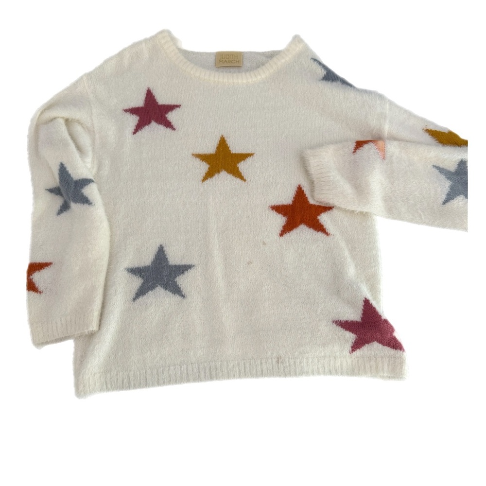 Judith March Fuzzy White star Sweater